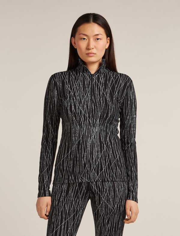 Women Merino 260 Tech Vertex LS Half Zip Delta Lines AOP